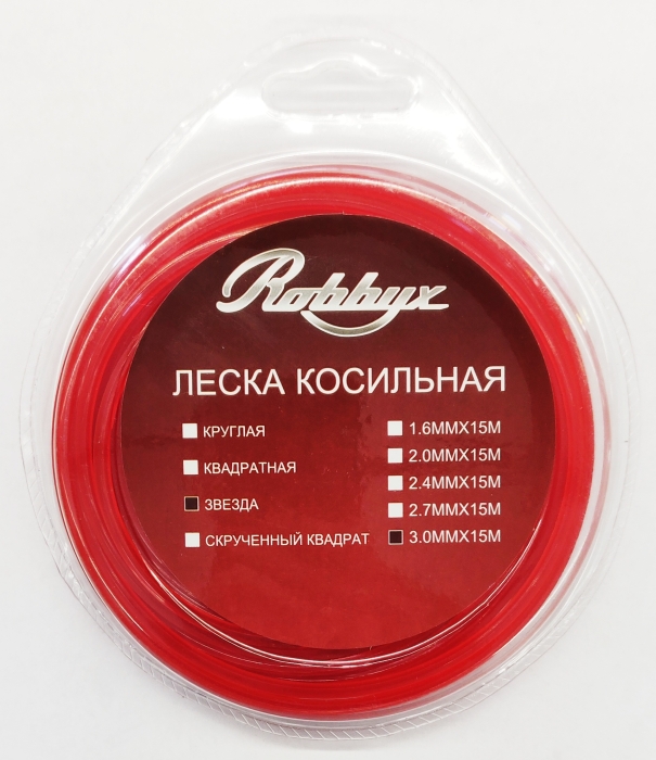 леска 3,0 мм х 12 м звезда, красная Robbyx