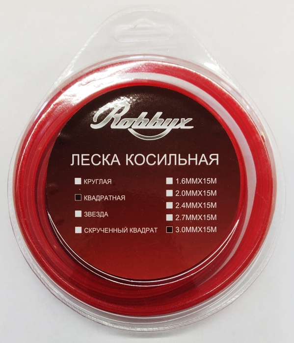 леска 3,0 мм х 12 м квадрат, красная Robbyx