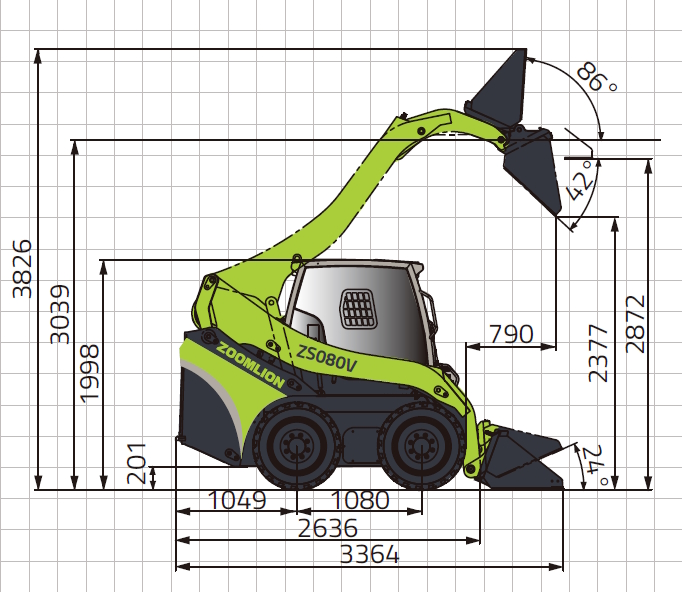 Погрузчик одноковшовый фронтальный Zoomlion ZS080V (KUBOTA)